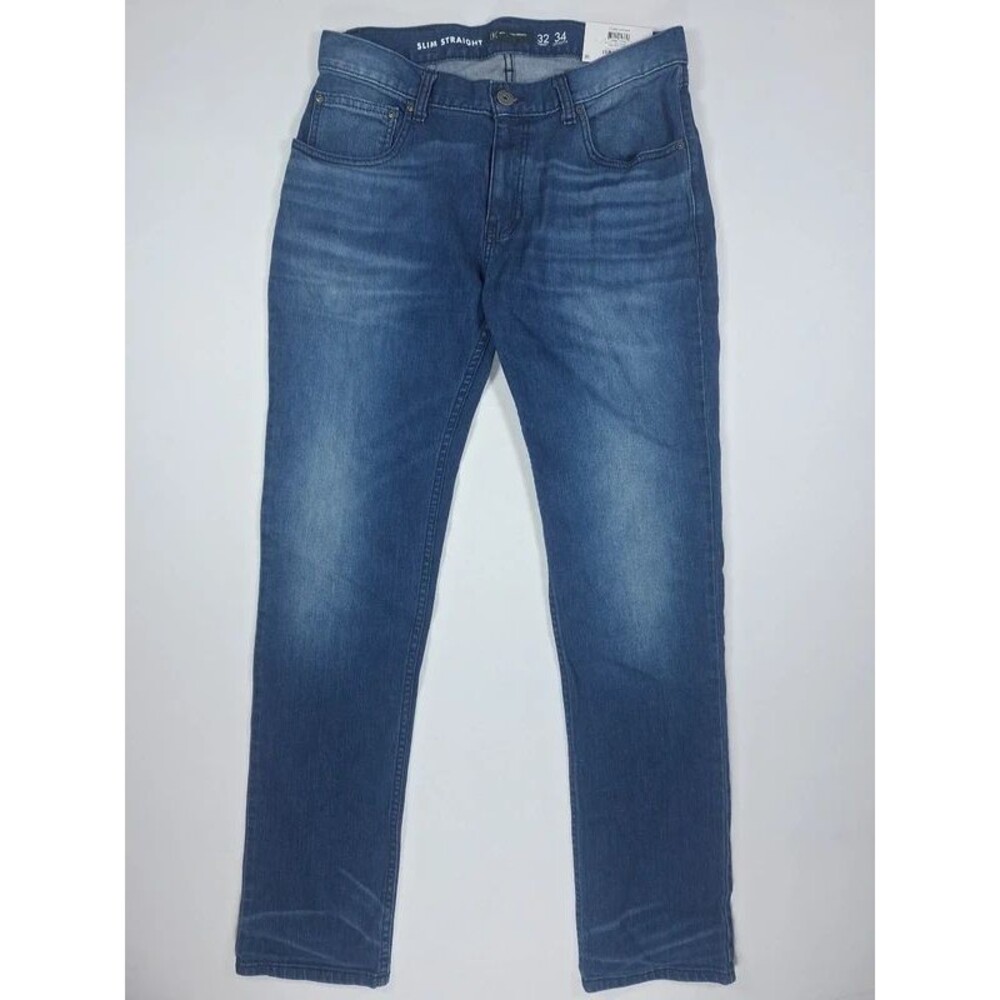 Men's INC Comfort Stretch Slim Straight Medium Wash Blue Jeans 32x34 5-Pocket
